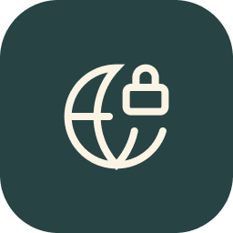 Internet security icon with globe and lock.